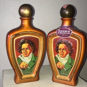 Pair Beethoven Collector Bottles Empty Vintage